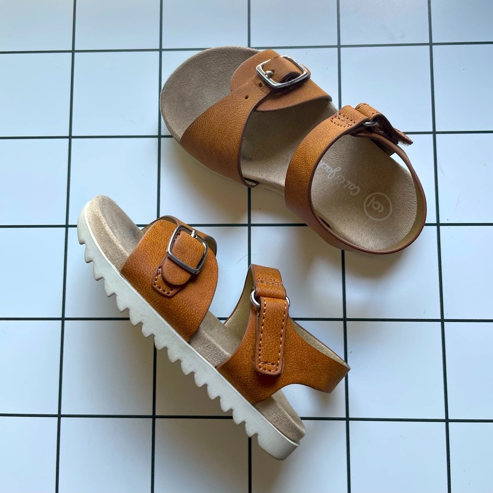 Cat and Jack lug-soled brown vegan leather sandals
